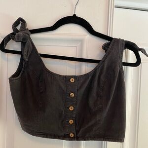 Free People Black Crop Top with Ruched Back Size Small